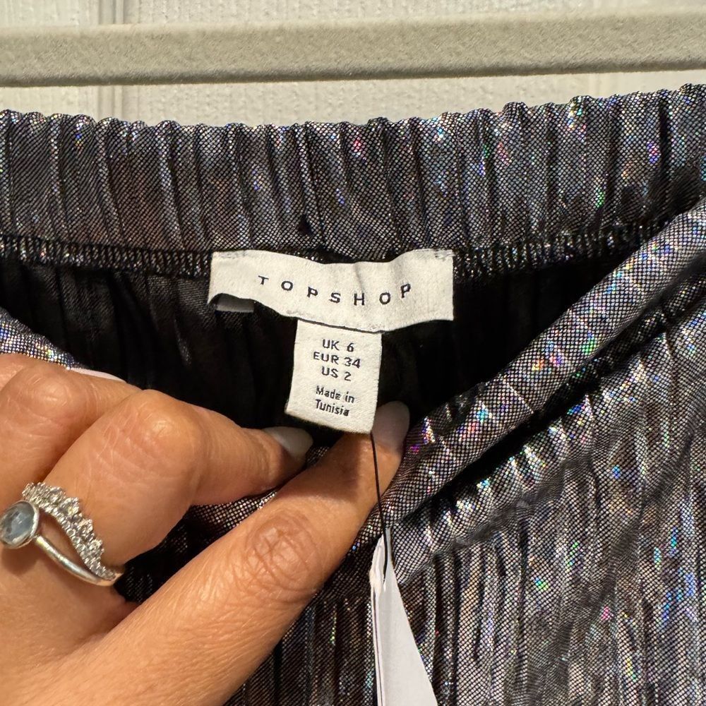 Topshop iridescent pleated  midi skirt US size 2 - Picture 6 of 7